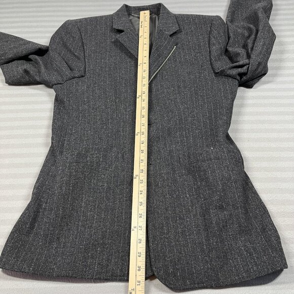 America Blazer Mens S Gray Pinstripe Wool Blend 3 Button Zip Insert Sport Coat - Picture 10 of 11